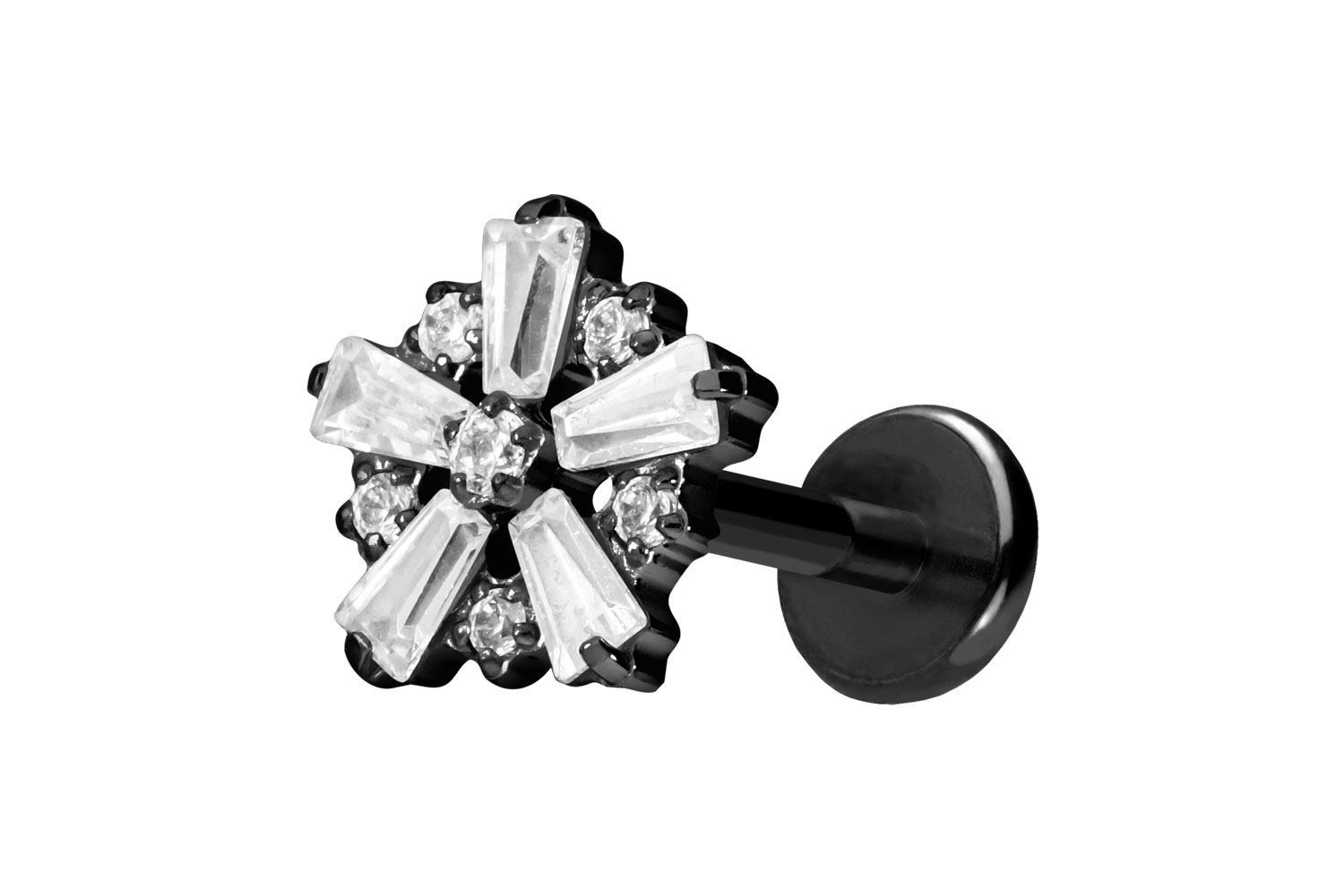 Titan Labret Piercing mit Push Fit SCHNEEFLOCKE